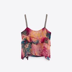 Zara Printed Ruffle Top